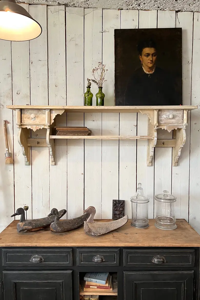 Ancienne étagère de cuisine en bois Début XXème