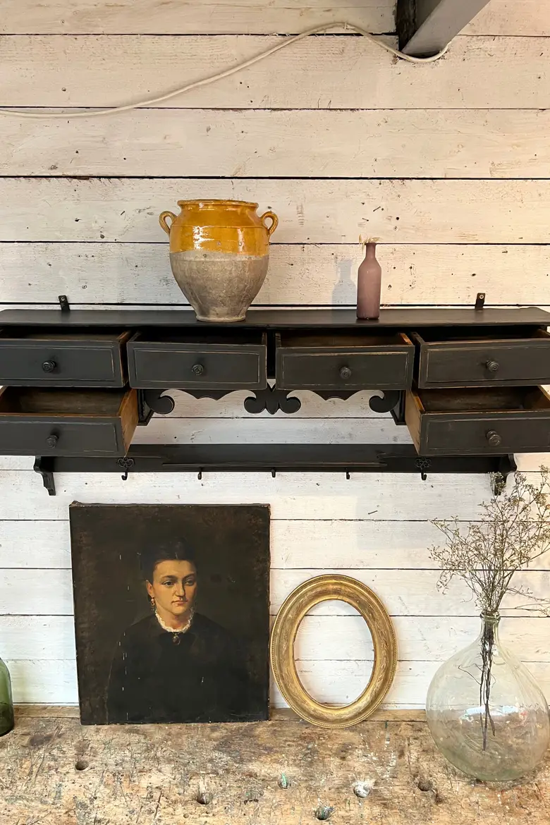 Ancienne étagère de cuisine en bois Début XXème