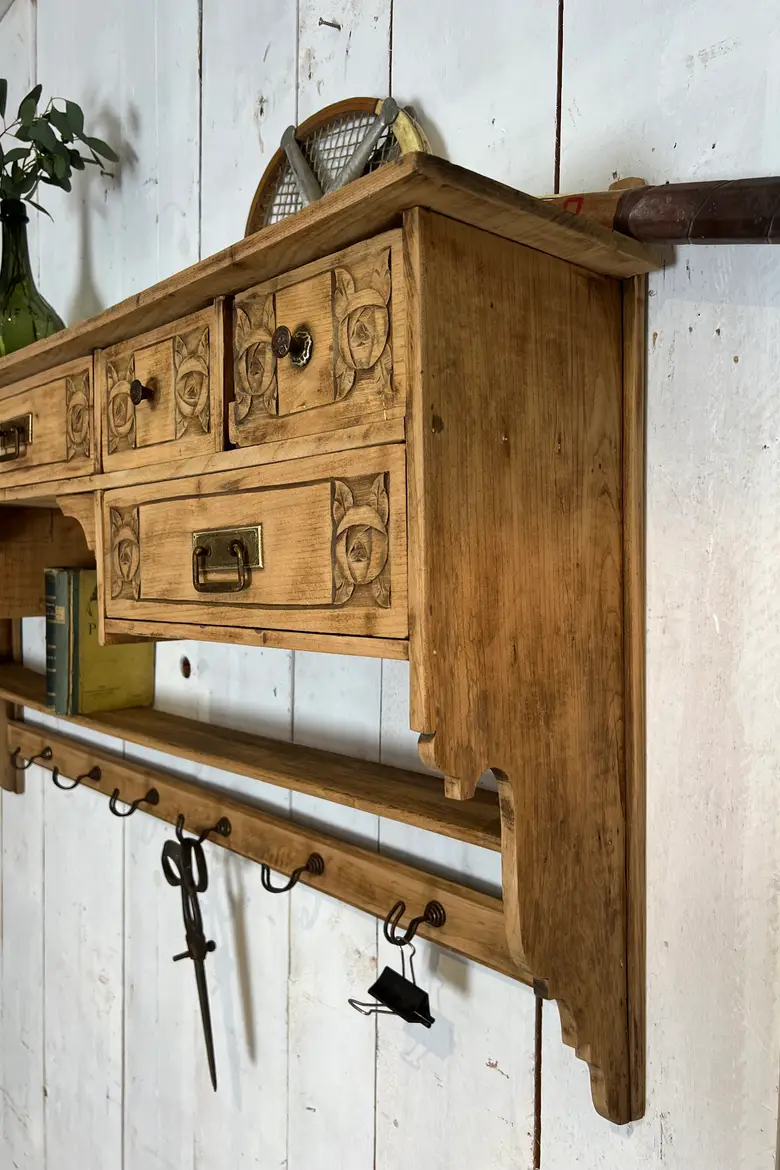 Ancienne étagère de cuisine en chêne Début XXème