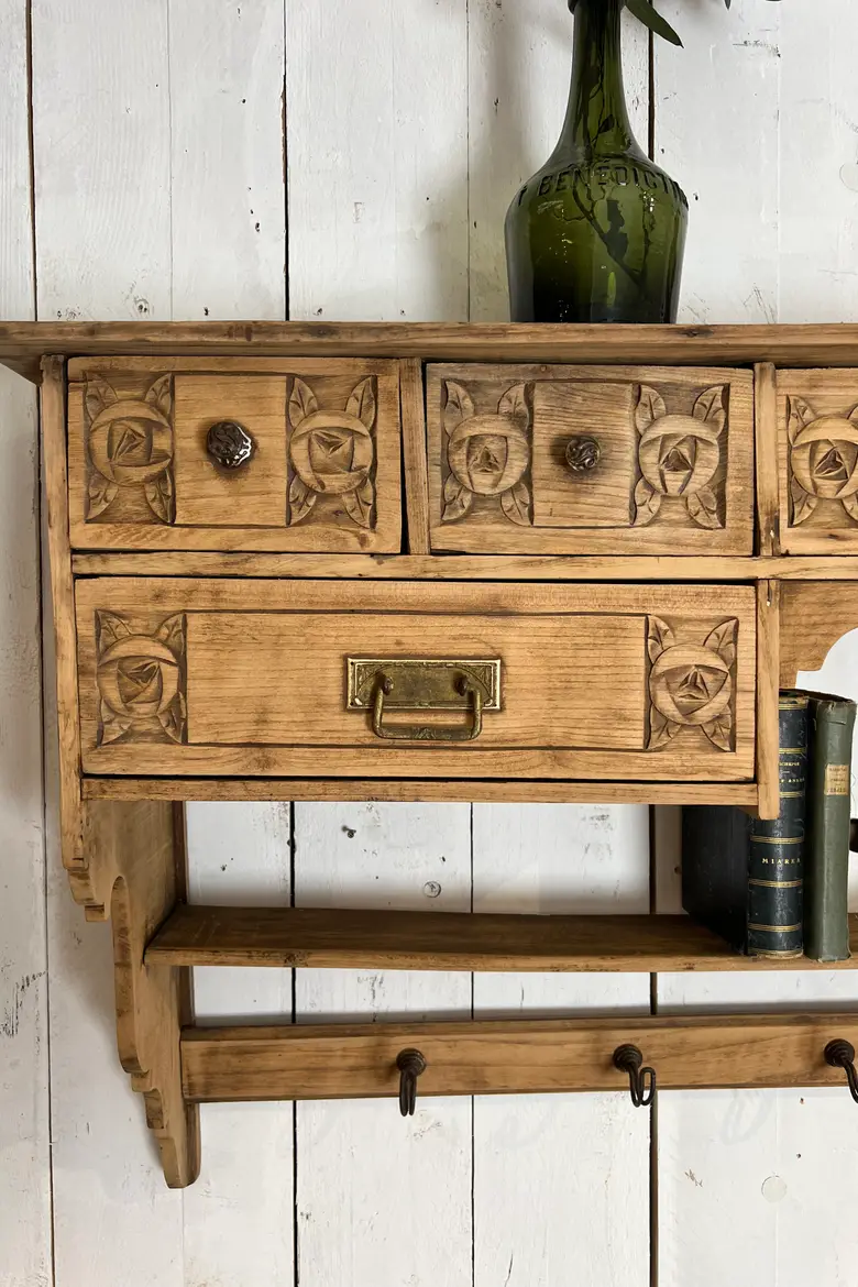 Ancienne étagère de cuisine en chêne Début XXème