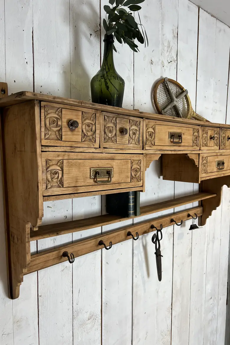 Ancienne étagère de cuisine en chêne Début XXème