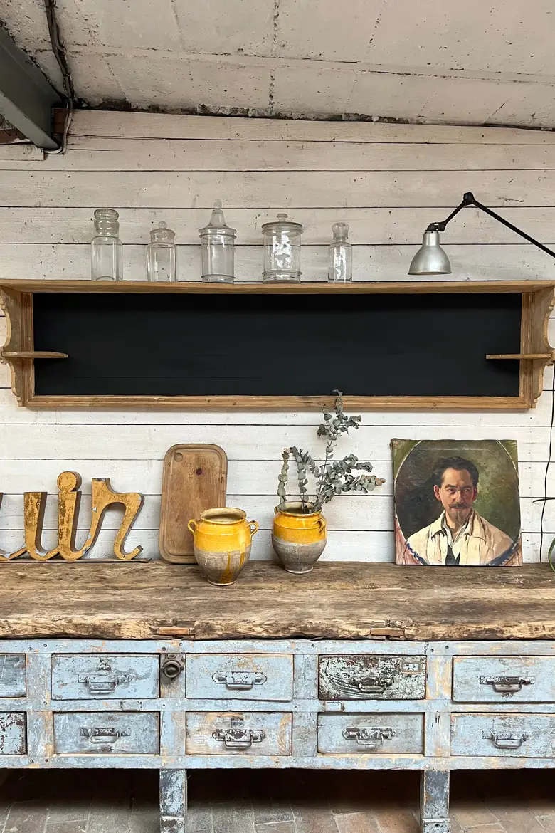 Ancienne étagère tableau en bois Début XXème