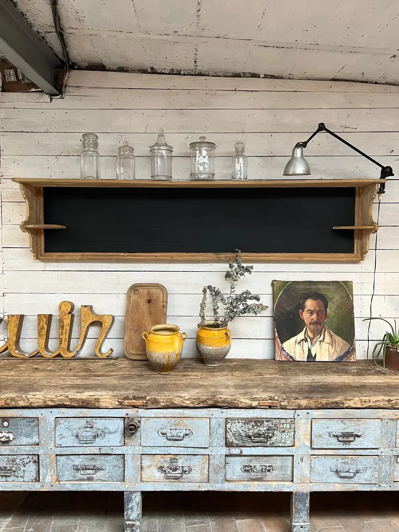 Ancienne étagère tableau en bois Début XXème