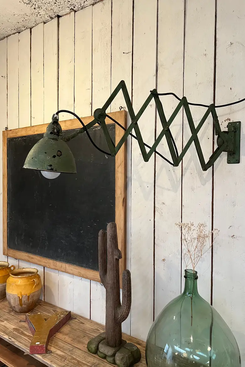 Ancienne lampe accordéon en métal Début XXème