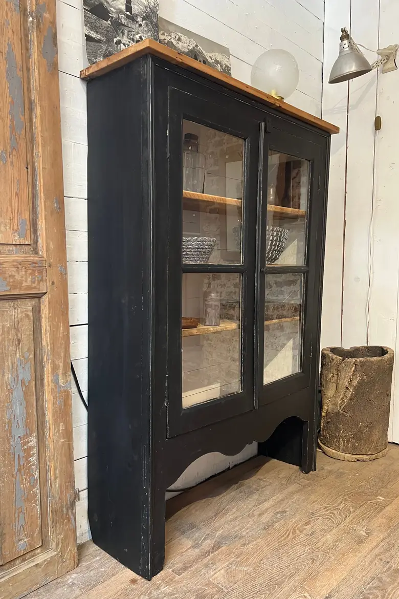 Ancienne petite vitrine en sapin Début XXème
