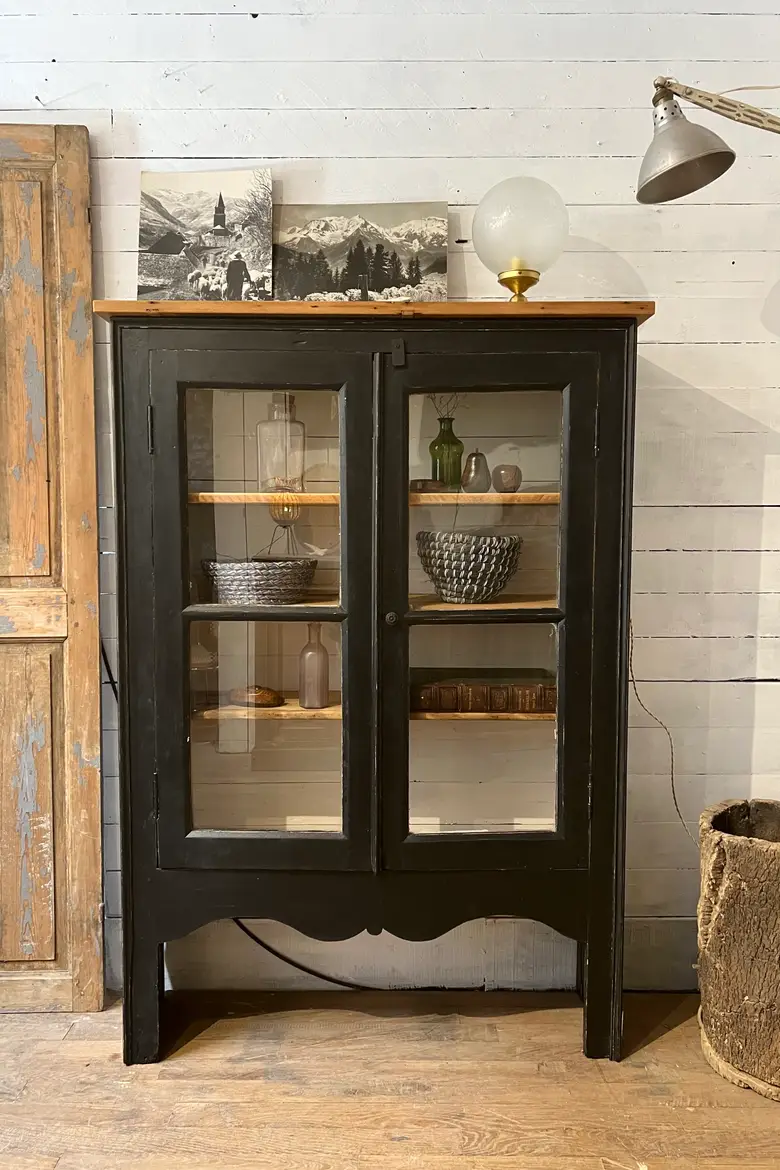 Ancienne petite vitrine en sapin Début XXème