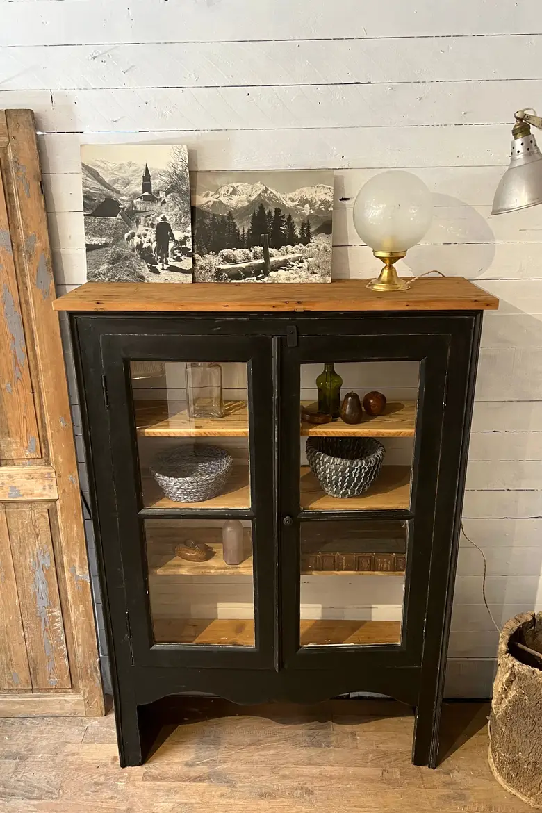 Ancienne petite vitrine en sapin Début XXème