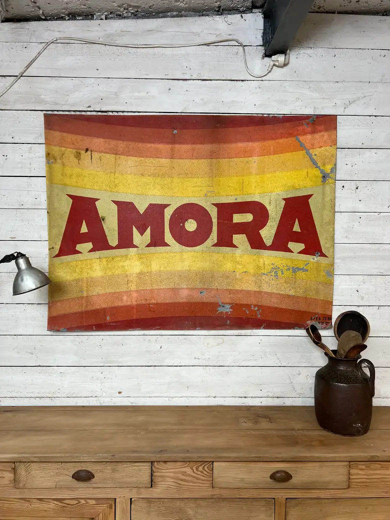 Ancienne plaque publicitaire Amora – Années 60