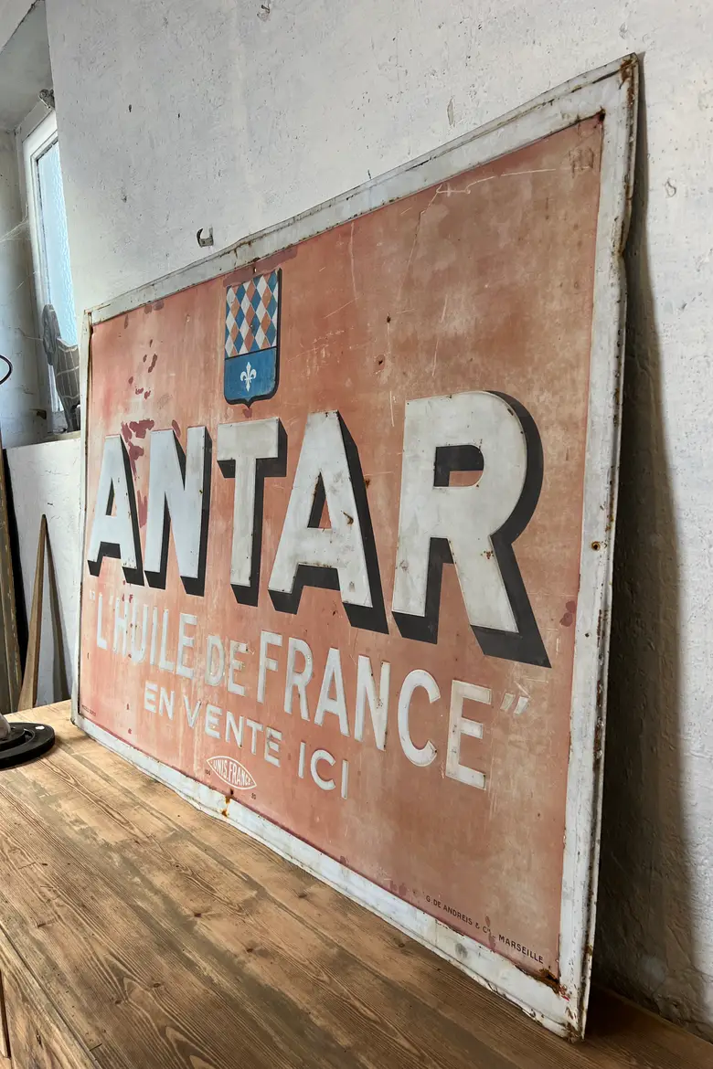 Ancienne plaque publicitaire ANTAR