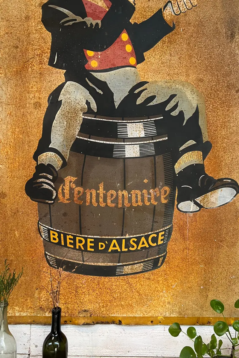 Ancienne plaque publicitaire de bière alsacienne début 20e