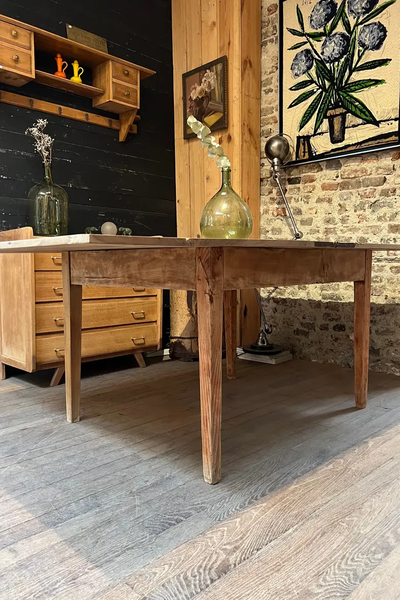 Ancienne table à système dépliable en noyer  XIXème