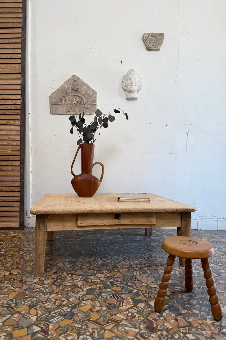 Ancienne table basse en peuplier