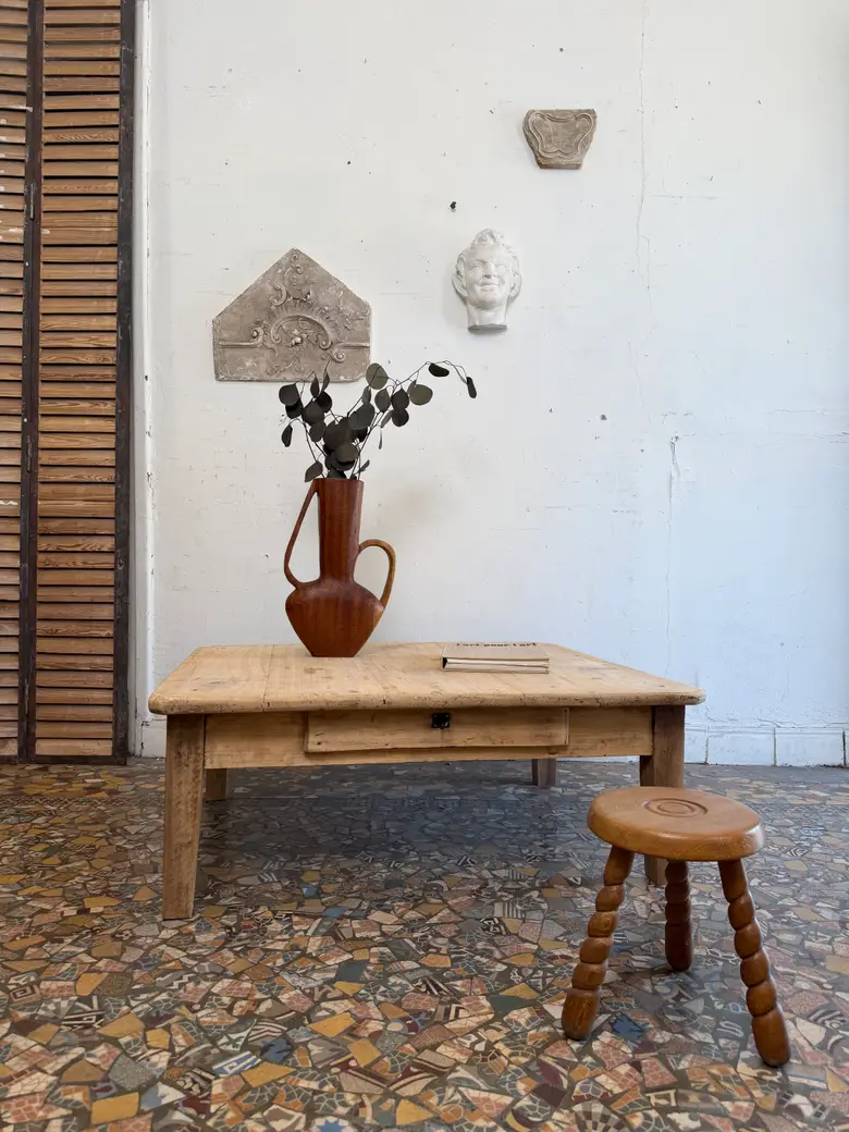 Ancienne table basse en peuplier