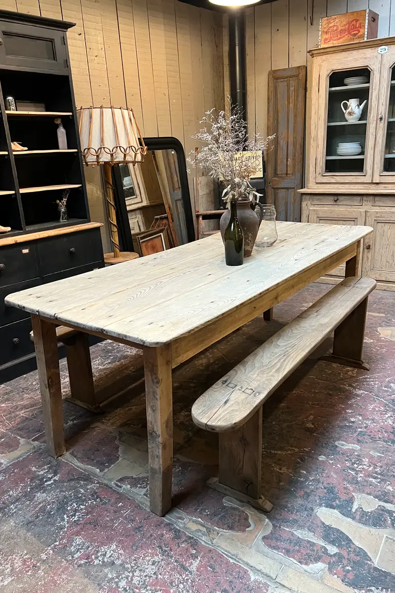 Ancienne table d’atelier en frêne Début XXème