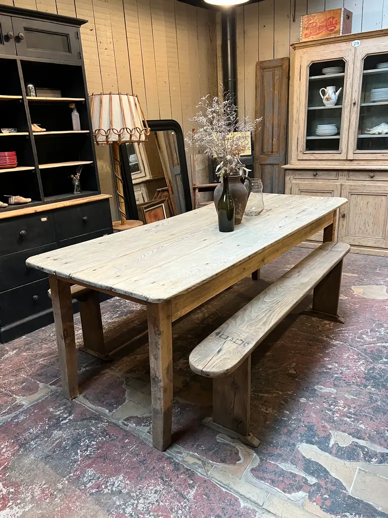 Ancienne table d’atelier en frêne Début XXème