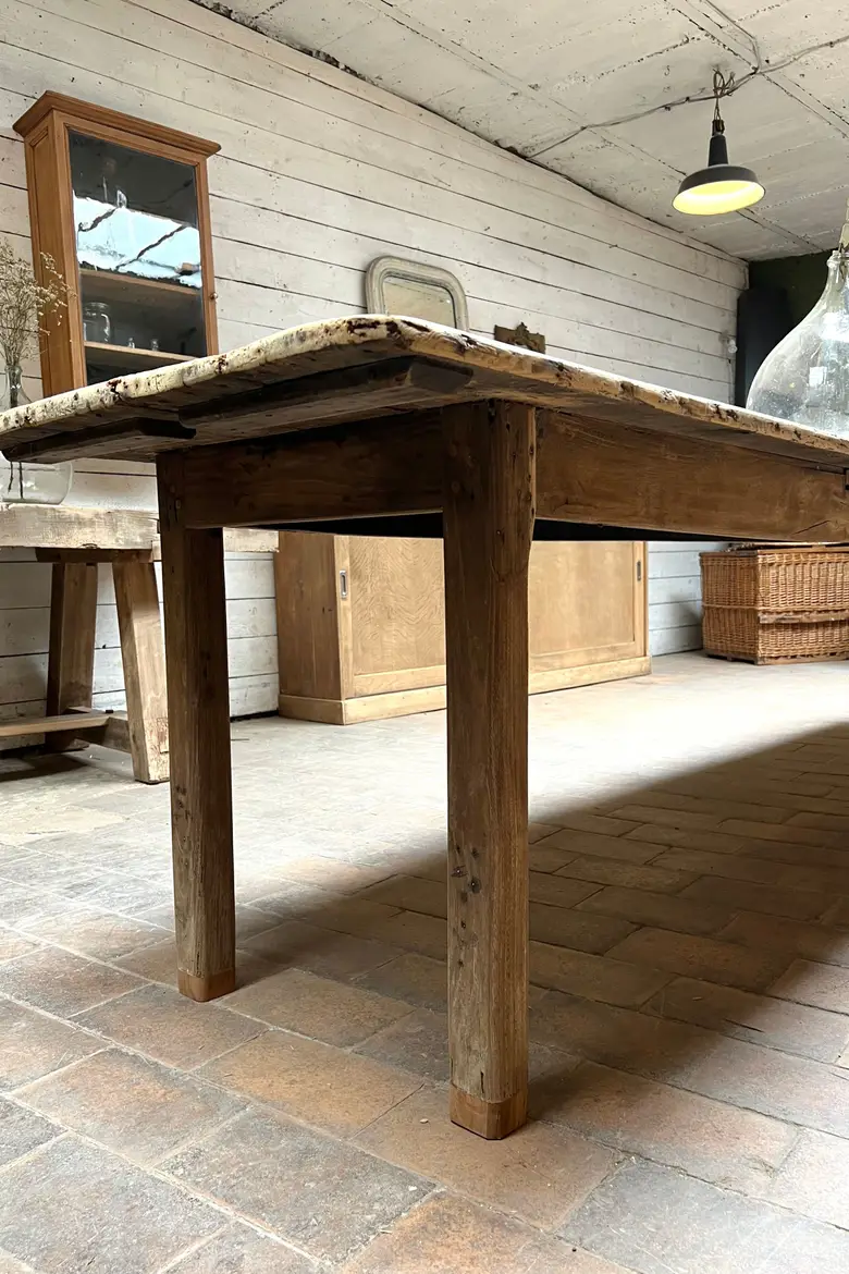 Ancienne table d’atelier en sapin Début XXème