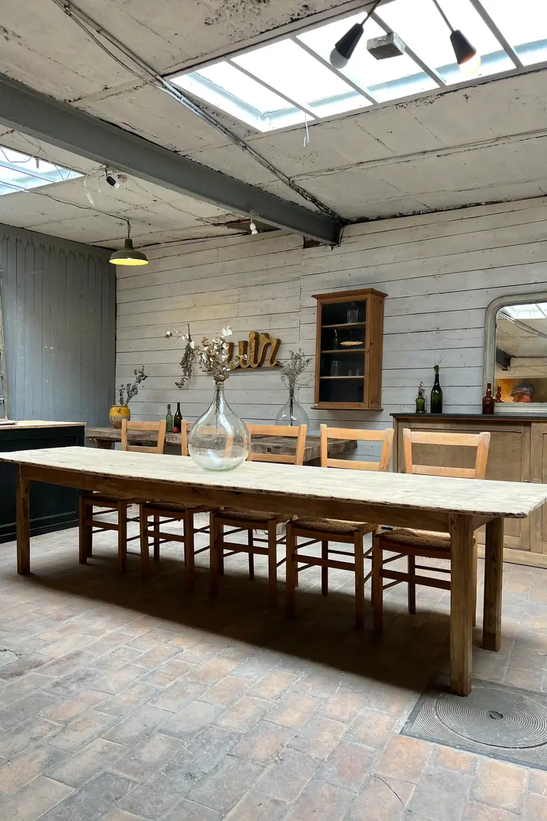 Ancienne table d’atelier en sapin Début XXème