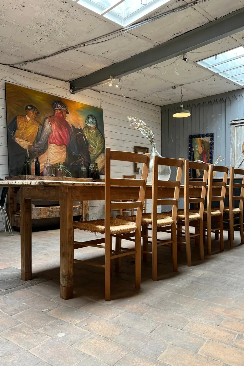 Ancienne table d’atelier en sapin Début XXème