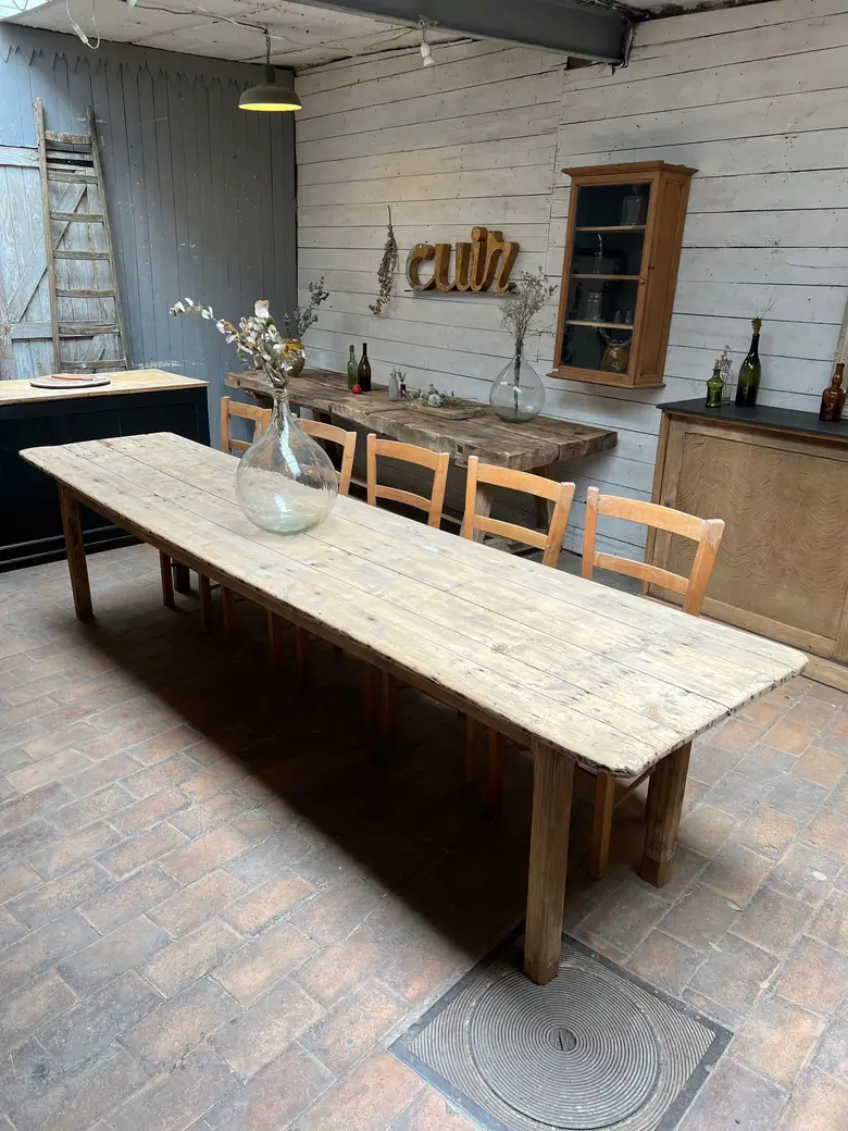 Ancienne table d’atelier en sapin Début XXème