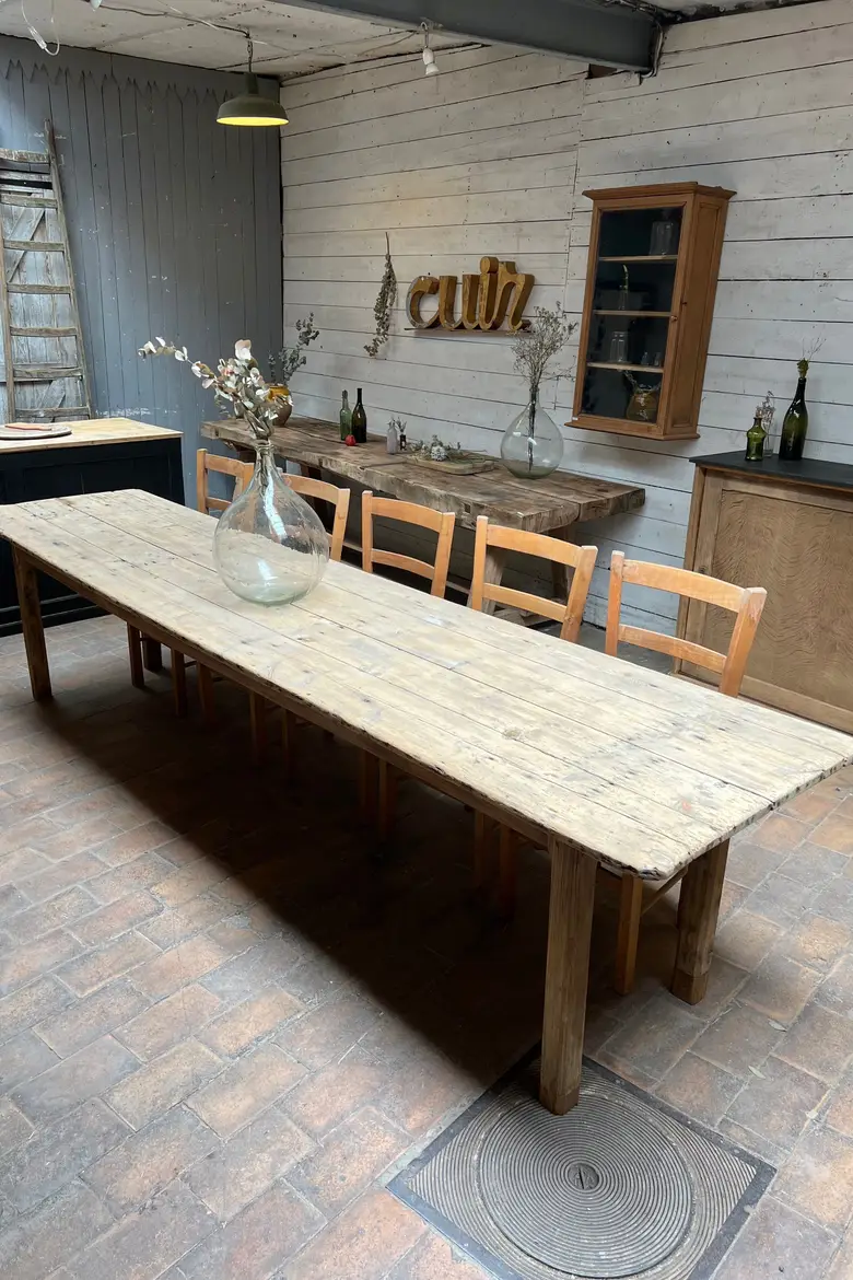 Ancienne table d’atelier en sapin Début XXème