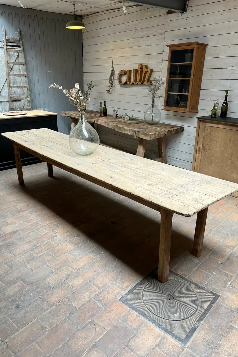 Ancienne table d’atelier en sapin Début XXème