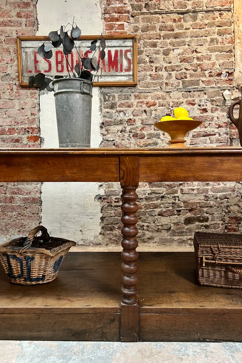 Ancienne table de drapier en chêne - époque Louis-Philippe