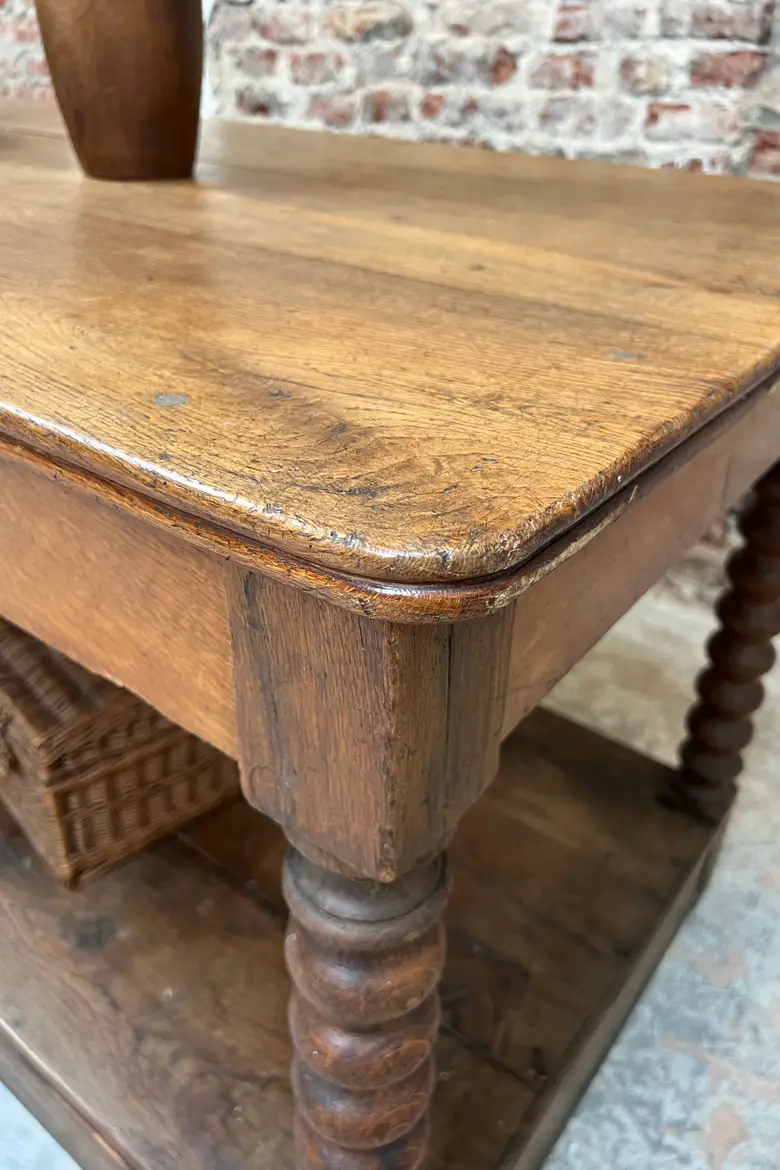 Ancienne table de drapier en chêne - époque Louis-Philippe