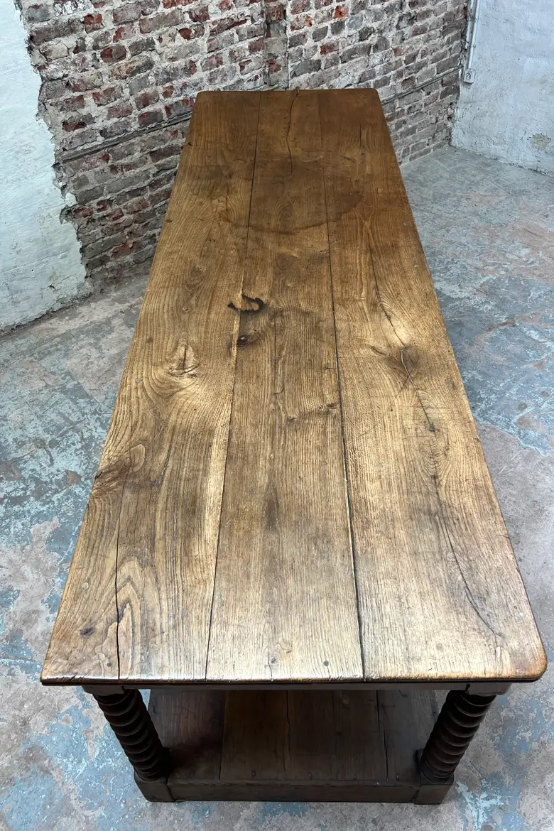 Ancienne table de drapier en chêne - époque Louis-Philippe