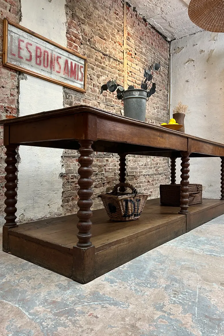 Ancienne table de drapier en chêne - époque Louis-Philippe