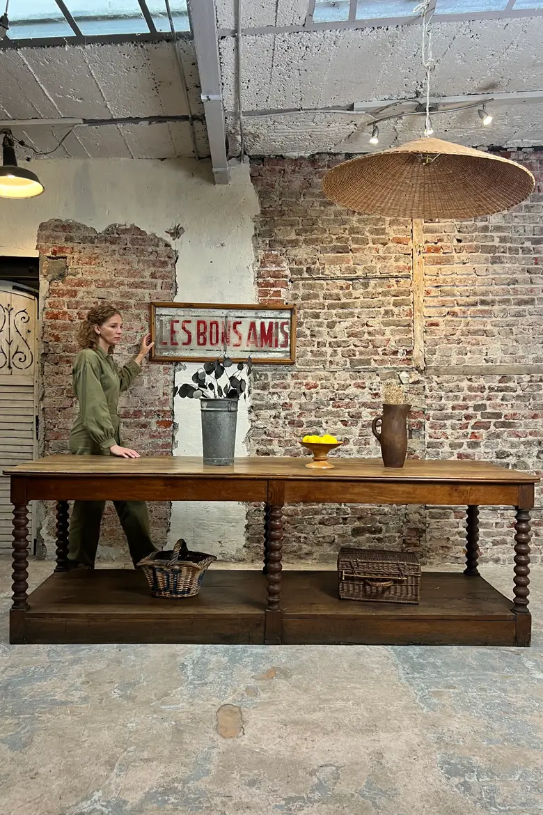 Ancienne table de drapier en chêne - époque Louis-Philippe
