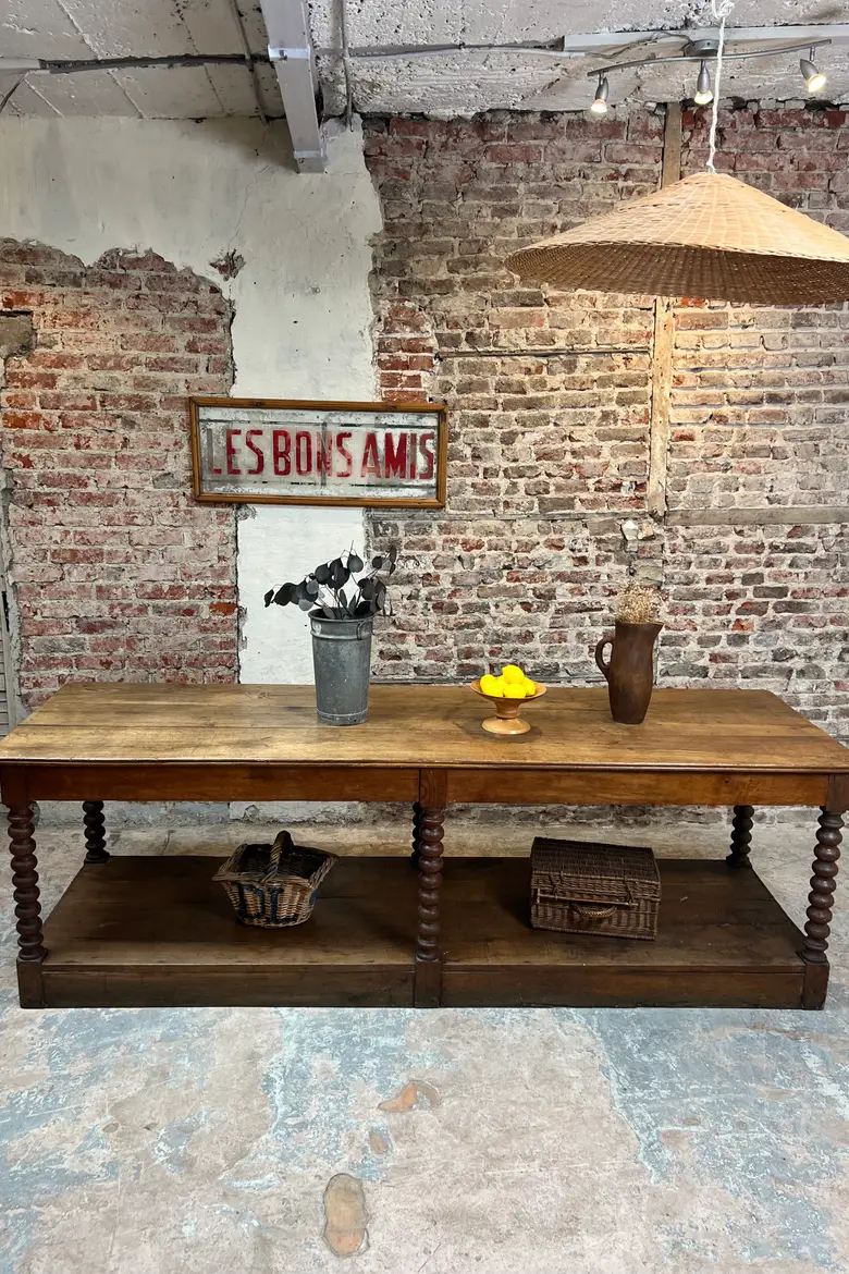 Ancienne table de drapier en chêne - époque Louis-Philippe