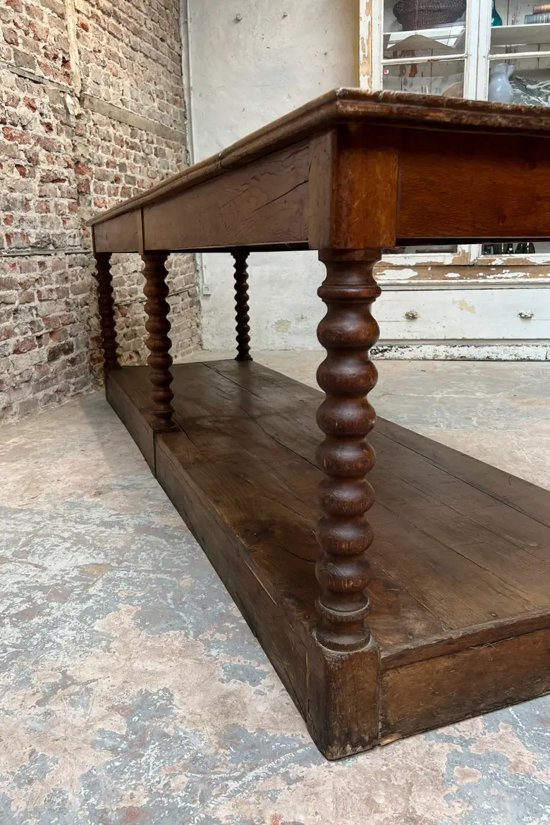 Ancienne table de drapier en chêne - époque Louis-Philippe