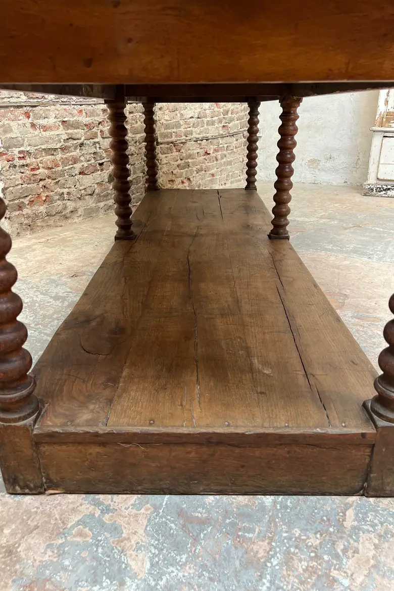 Ancienne table de drapier en chêne - époque Louis-Philippe