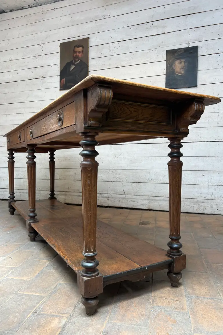 Ancienne table de drapier en chêne – XIXe siècle