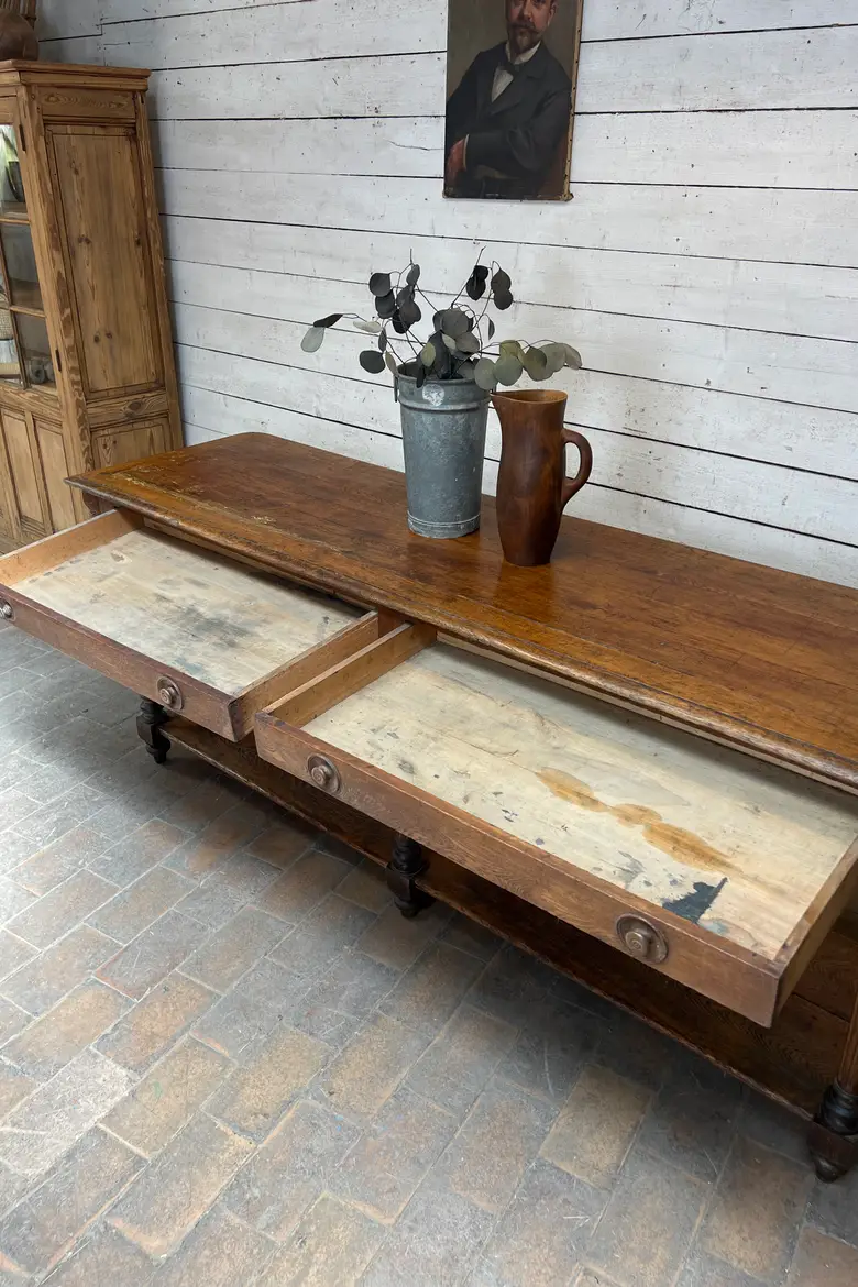 Ancienne table de drapier en chêne – XIXe siècle