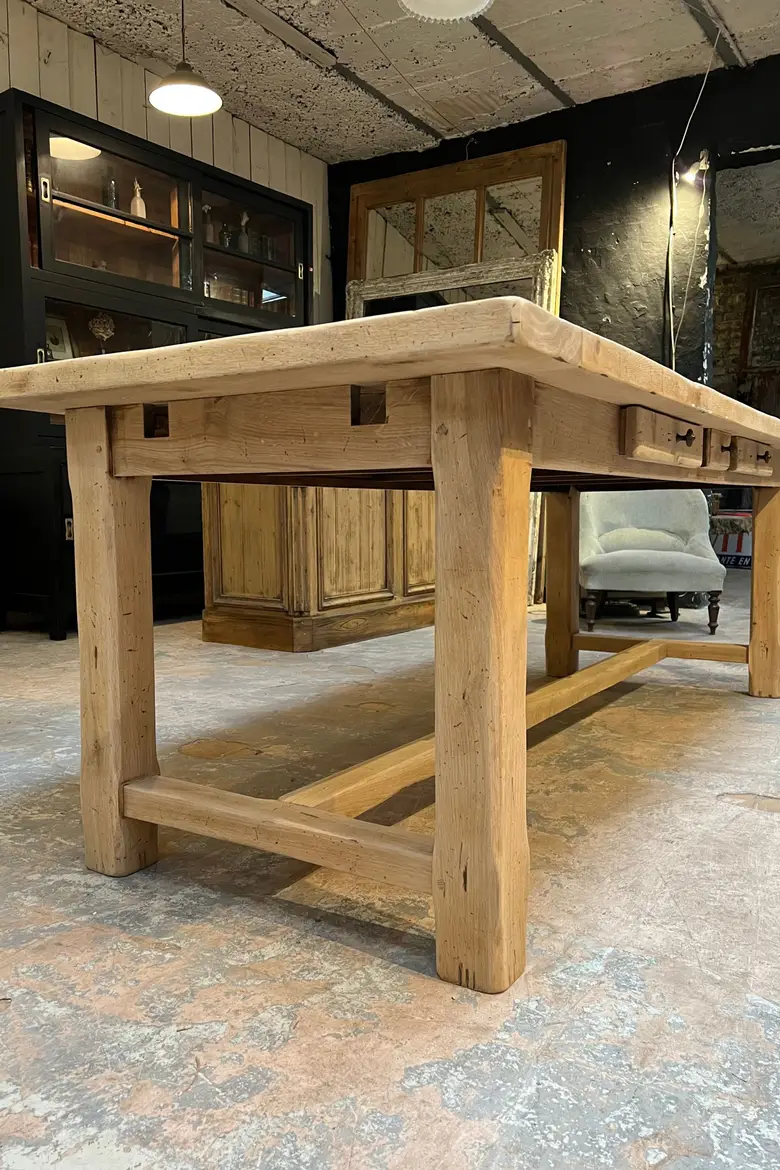 Ancienne table de ferme en chêne Années 60