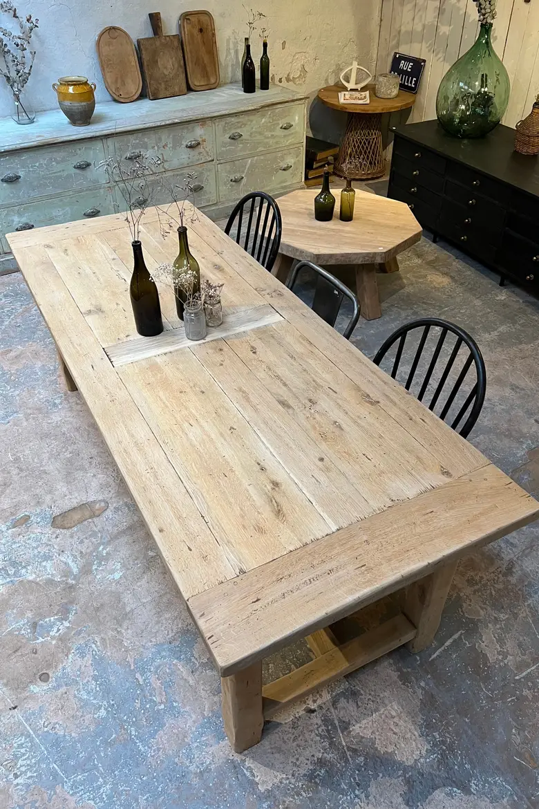 Ancienne table de ferme en chêne Années 60