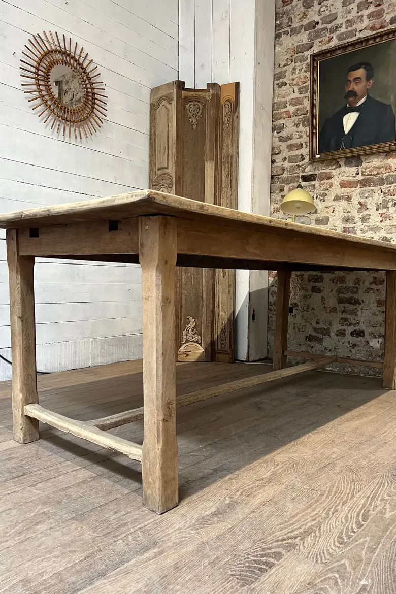 Ancienne table de ferme en chêne brut Début XXème