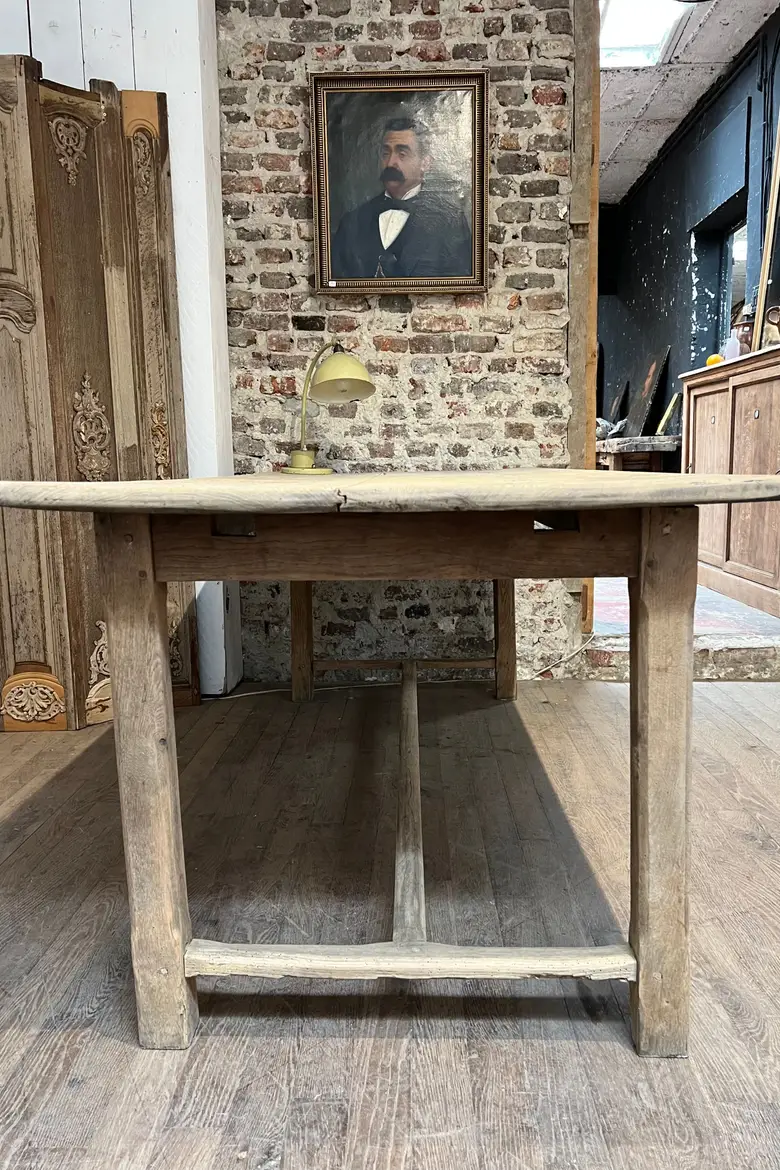Ancienne table de ferme en chêne brut Début XXème