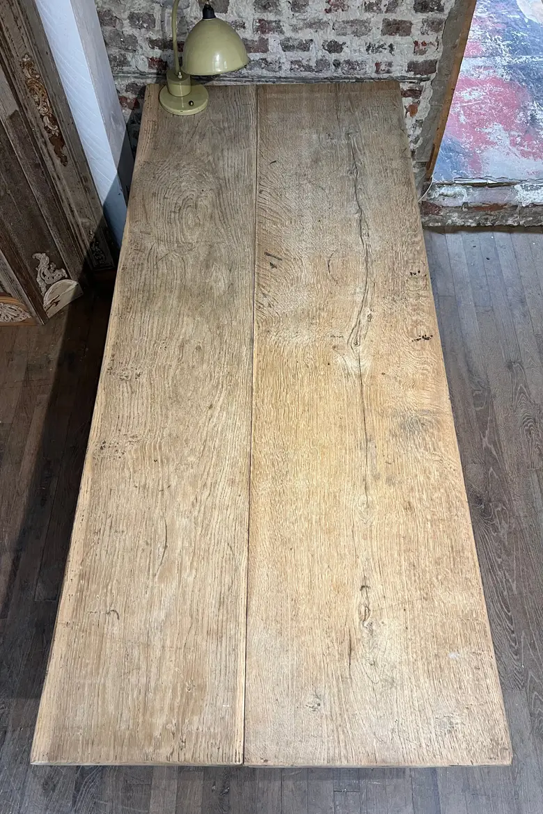 Ancienne table de ferme en chêne brut Début XXème