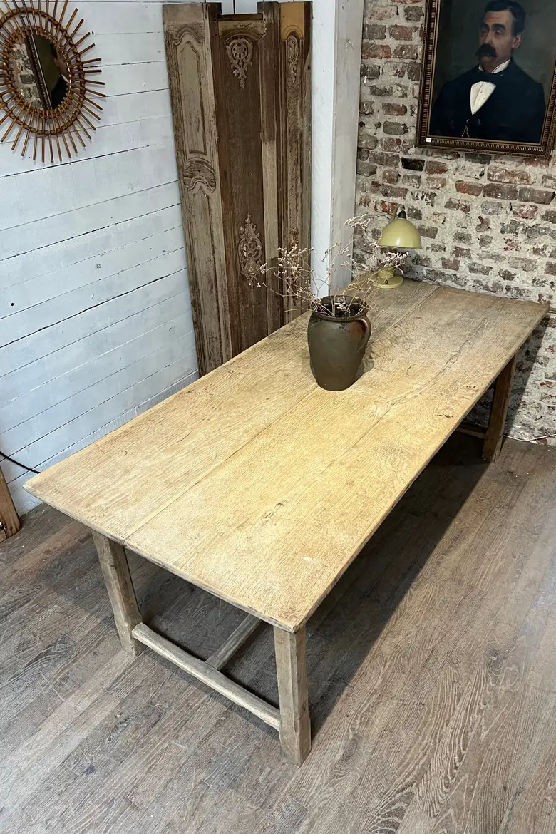 Ancienne table de ferme en chêne brut Début XXème