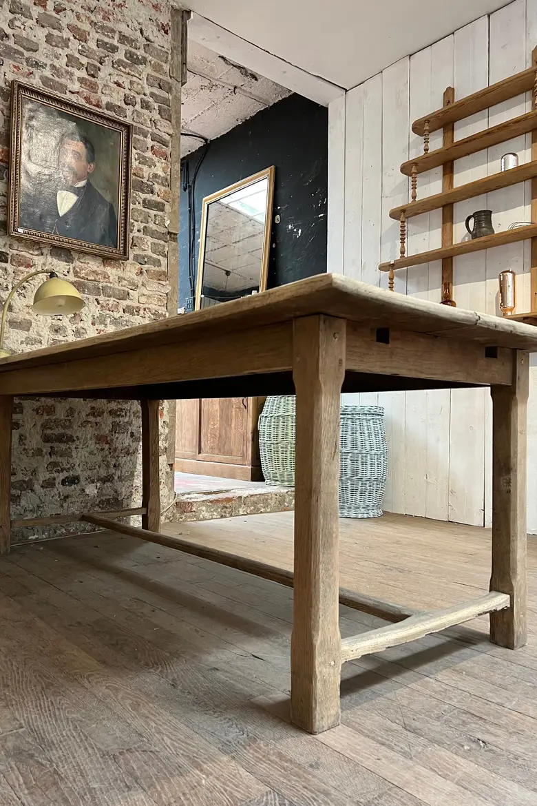 Ancienne table de ferme en chêne brut Début XXème