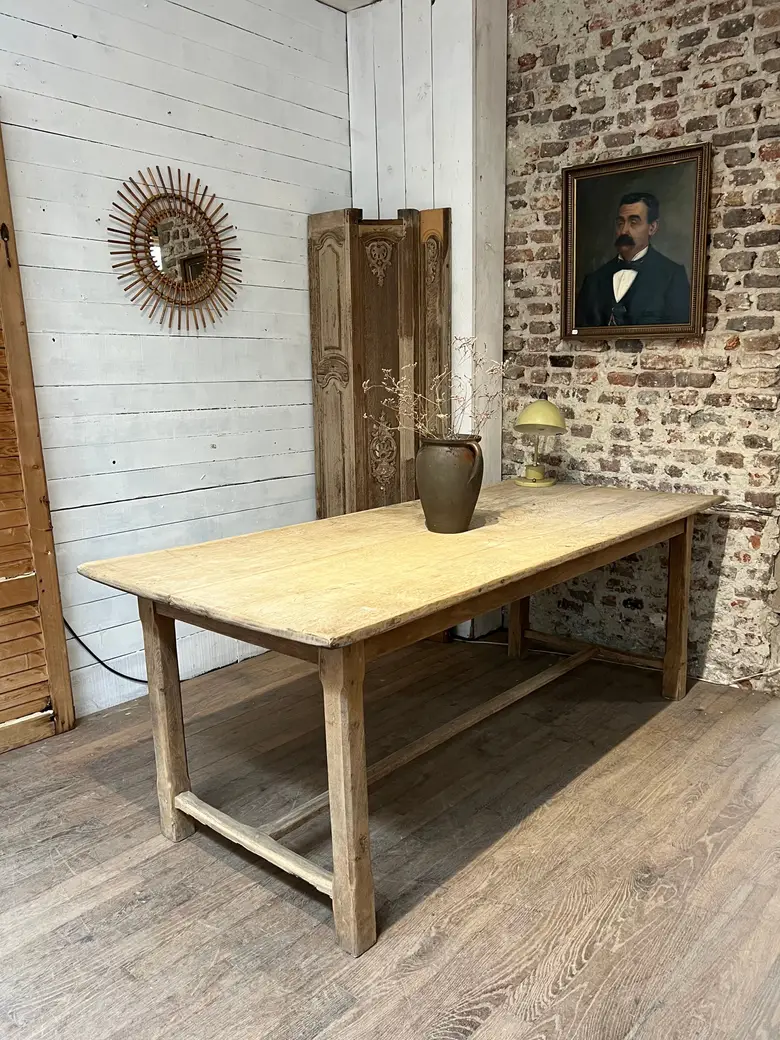 Ancienne table de ferme en chêne brut Début XXème