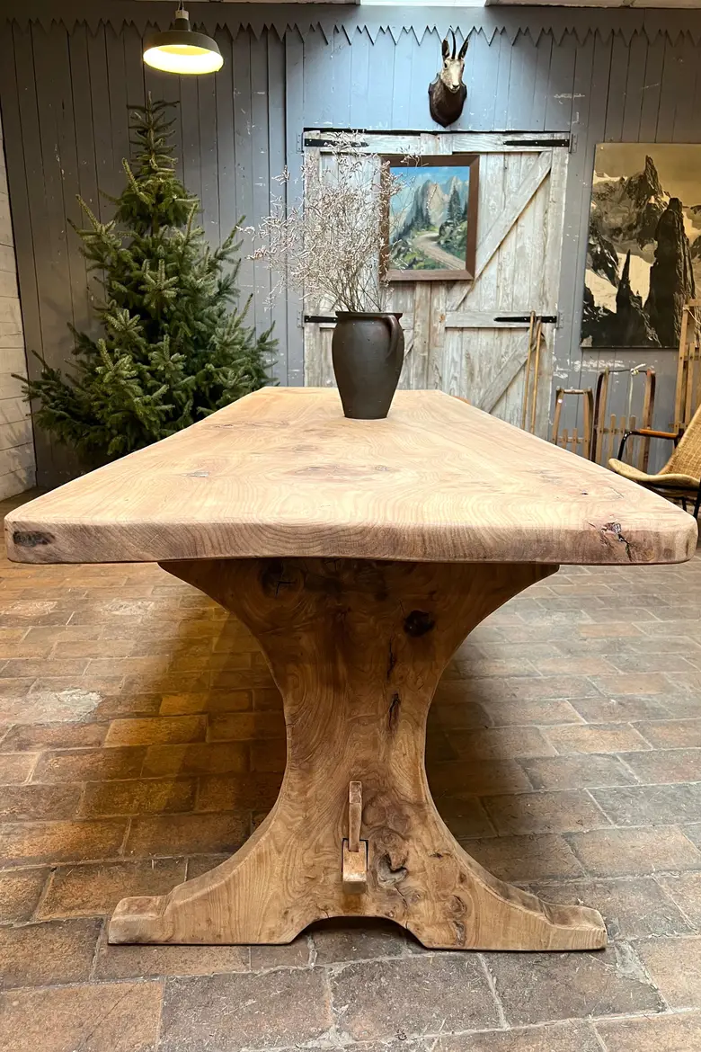 Ancienne table de ferme en orme Début XXème