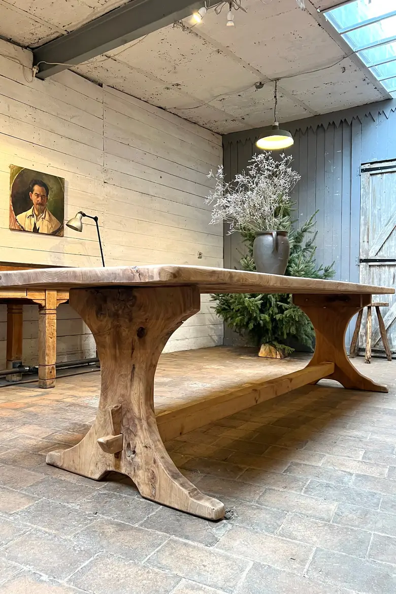 Ancienne table de ferme en orme Début XXème