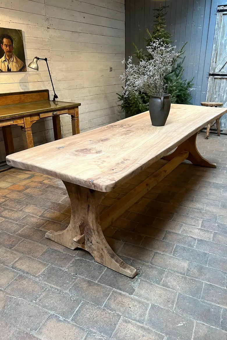 Ancienne table de ferme en orme Début XXème
