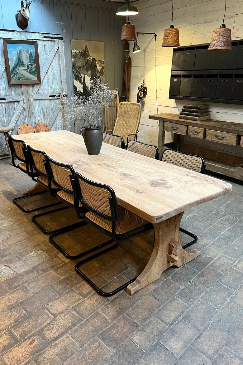Ancienne table de ferme en orme Début XXème