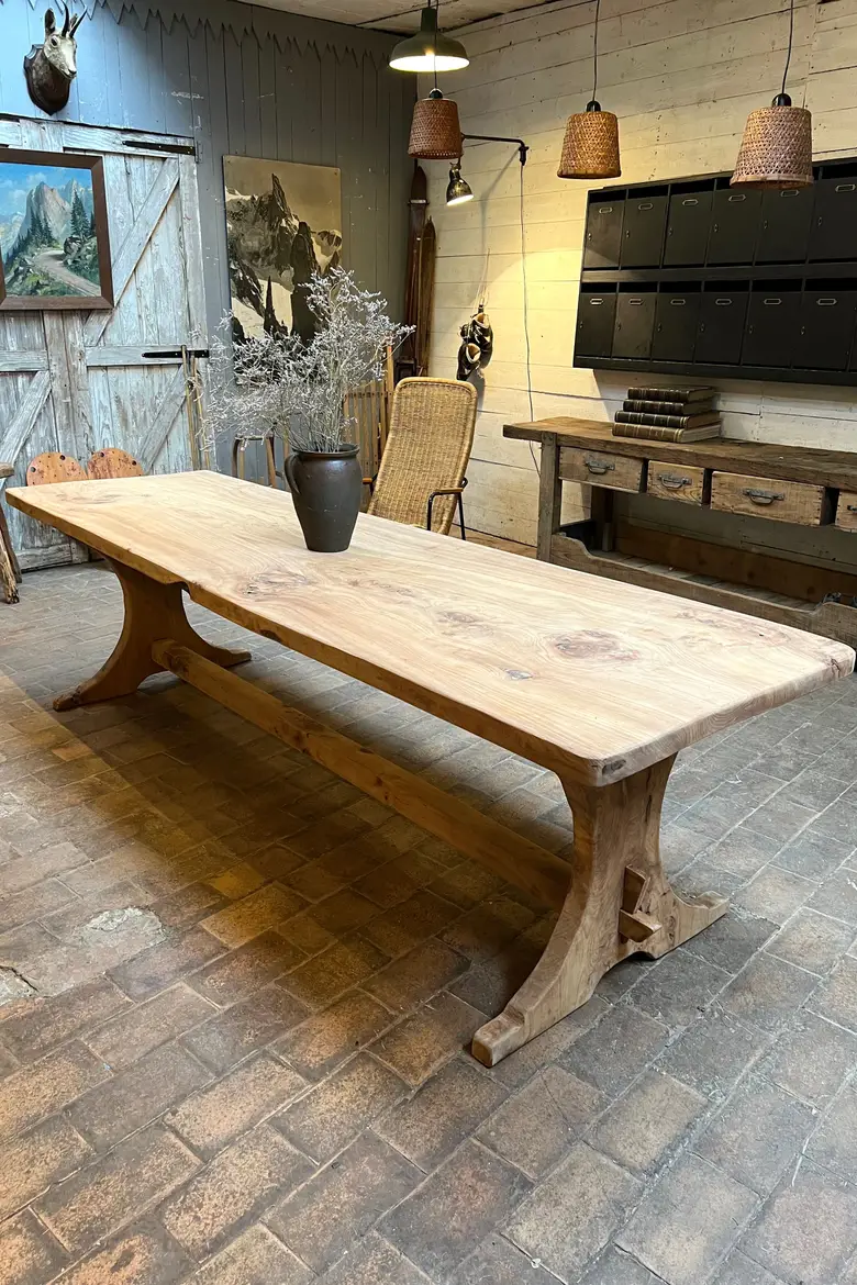 Ancienne table de ferme en orme Début XXème
