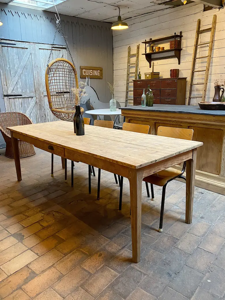 Ancienne table de ferme en sapin Début XXème