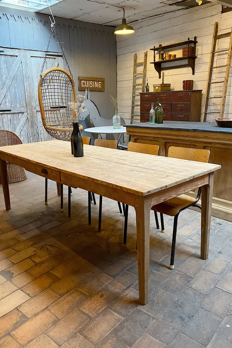 Ancienne table de ferme en sapin Début XXème